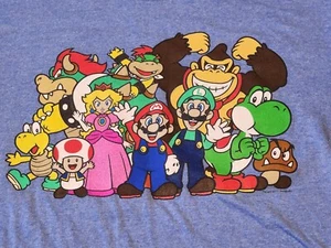 Nintendo Tee Large Video Games Super Mario Luigi Donkey Kong Bowser Peach Y2K - Picture 1 of 12