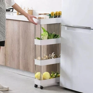 Carrello Carrellino Slim Salvaspazio Cucina Bagno Ripostiglio 4 Ripiani e 4Ruote - Foto 1 di 8