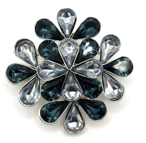 VTG Blue Rhinestone Brooch Silver Tone J1-3019 - Foto 1 di 9