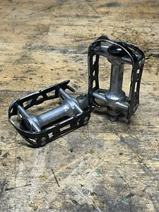 Vintage Cycling Miche 9/16 Pedals Black Silver, Fresh Rebuild - Picture 1 of 4
