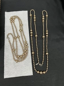 Signed BEN AMUN Champagne Taupe Faux? Pearl Necklace 2 Available 48" Long - Picture 1 of 11