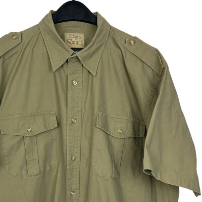 Cabelas Safari Series Mens XL Heavy Cotton Short Sleeve Button Up Epaulettes - Image 1 of 4