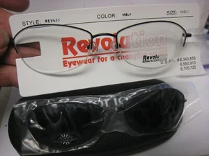 Revolution Eyeglass Frame WITH MAGNETIC sun shade  REV633 MBLK 53-17-140 w/case - Picture 1 of 5