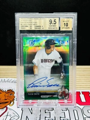 2017 Bowman Draft Chrome Pick Green Refractor /99 Pavin Smith BGS 9.5 Auto - Image 1 of 2