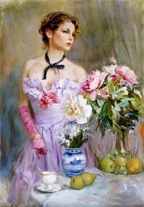 Hand Painted Oil Painting Konstantin Razumov Girl Modern Abstract Wall *195 - Picture 1 of 2