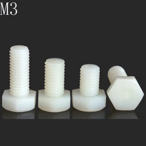 M3 x 0.5 3mm DIN 933 White Plastic Nylon Hexagon Head Cap Set Screws / BOLT - Picture 1 of 4