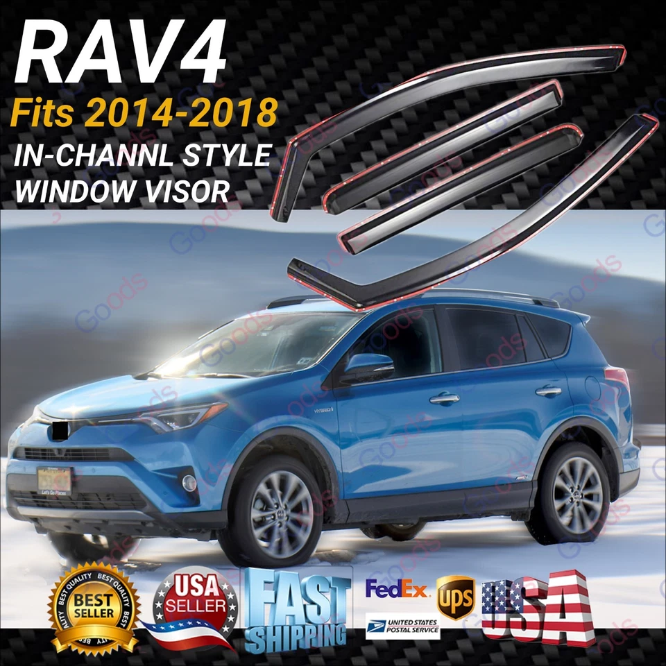 For Toyota RAV4 2014-2018 In-Channel Vent Window Visors Rain Guard Deflectors - Image 1 of 4