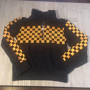 Love Love Love Girls Size M (8/10) Black Yellow Check Cotton Blend Jacket - Picture 1 of 6