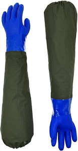 Long Waterproof Rubber Gloves, Pond Gloves, 28” Shoulder Length Insulated PVC Co - Picture 1 of 12