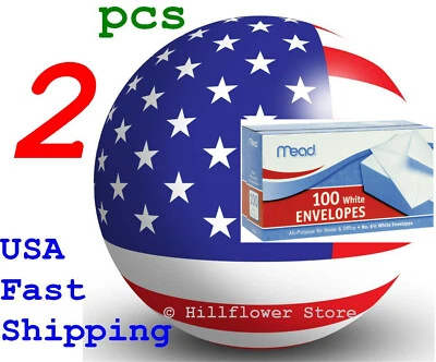 2 boxes Mead Business Size Plain Envelope 3 5/8 #6 1/2 75100 White 100/Box - Image 1 of 4