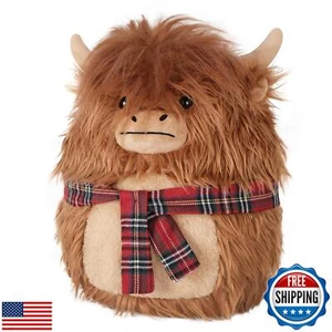 SuzziPals 14'' Highland Cow Stuffed Animals Plush Pillows, Scarf Scottish Cat - Picture 1 of 5