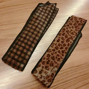 Women retro Girls Leopard Wire Bunny Ear adjustable bow scarf Hair head band - Picture 1 of 5