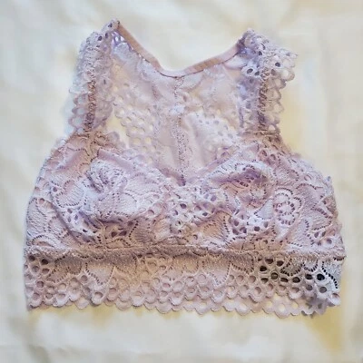 XSmall Pastel Purple Lace Racerback Bralette - Image 1 of 4