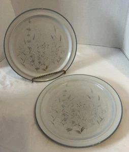 Set of 2 Noritake Woodstock Dinner Plates Stoneware Floral Gray Taupe 10-5/8” - Picture 1 of 5