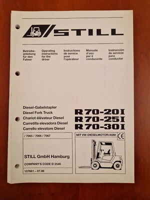 Manuale uso manutenzione R70-20I R70-25I R70-30I STILL carrello elevatore - Immagine 1 di 2