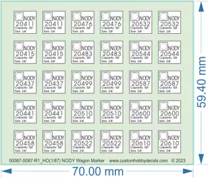 NODY Wagon Marker - HO (1/87) N (1/160) - Water Decal - Picture 1 of 3