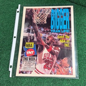 Vintage 1991 MICHAEL JORDAN NBA on TNT Print Ad 1990s CHICAGO BULLS - RARE TV AD - Picture 1 of 7