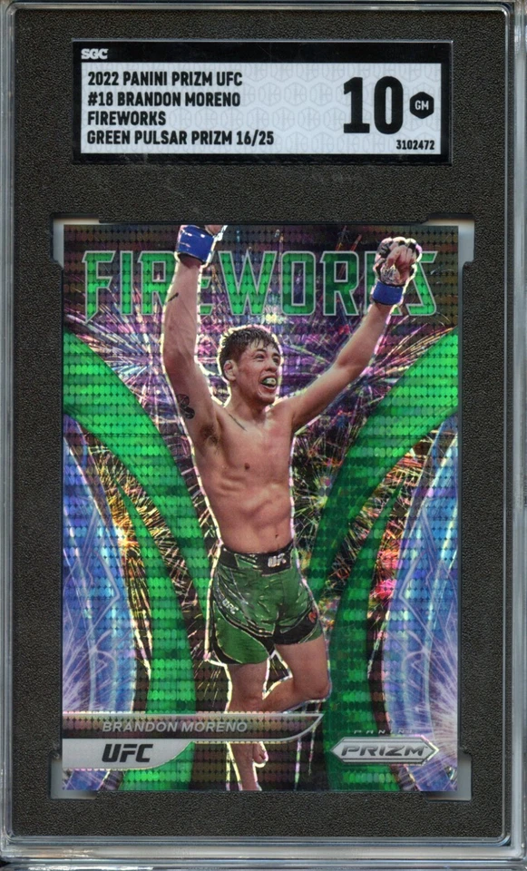 2022 Prizm Brandon Moreno Fireworks Green Pulsar Color Match /25 SGC 10 - Image 1 of 1