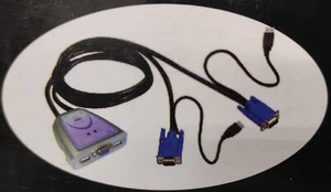 KVM Switch USB VGA Commutatore 2 Cavi KVM PC Monitor Tastiera - Bild 1 von 1