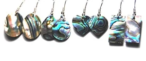GENUINE ABALONE EARRINGS * Rectangle * Oval * Teardrop * Heart USA MADE #A25 - Picture 1 of 8