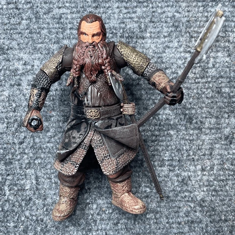 Vintage The Lord of the Rings Gimli 5" Action Figure LOTR Marvel 2002 w/ Axes Cover