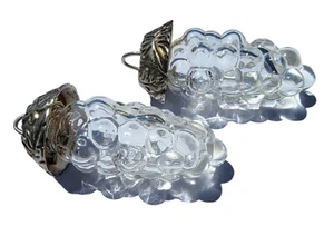 MCM Hängende TRAUBEN Salz & Pfefferstreuer Set Klarglas Metallplatte Blätter - Bild 1 von 8