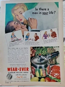 Olla a presión de aluminio Wear-ever 1945 is there a man in your life anuncio de colección - Imagen 1 de 1