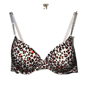 38C Bra Chinese Laundry Push Up Padded Underwire Leopard Coral Black NEW - Picture 1 of 7