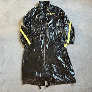 GUESS Collusion Black High Shine Wet Look Festival Rain Mac size large RRP£159 - Picture 1 of 10