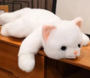 White Kitten Cat 18 Inch Sleep Pillow Stuffed Animal Plush Toys Doll Kids Gifts - Picture 1 of 3