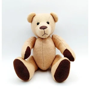 Vintage Jointed Teddy Bear 11" Plush Brown Beige Pot Belly Stuffed Animal - Imagen 1 de 3