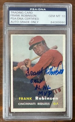 Tarjeta automática firmada por Frank Robinson 1957 Topps Rookie PSA automática 10 inscrita Foto 1 de 2