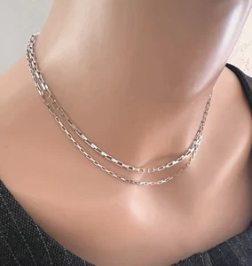 Silver Chain Necklace Layered Box Chain Necklace Stainless steel - Picture 1 of 10