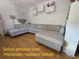 Wohnlandschaft Sofa Panchito mit Schlaffunktion und Stauraum,Stoff, Grau/Weiß - Bild 1 von 9