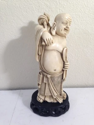 Vintage cream/ivory colored Buddha statue figurine on base stand Wony Ltd. - Image 1 of 4