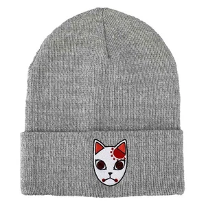 Bioworld Demon Slayer Fox Mask Embroidered Cuff Beanie Official Hat Cap NEW! - Picture 1 of 4