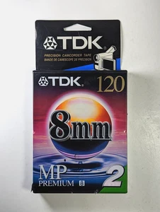 TDK 8mm MP Premium 120 Camcorder Video Blank Cassette Tapes 2pk (NEW, OPEN BOX) - Picture 1 of 5