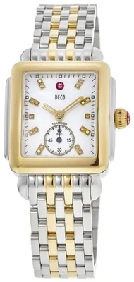 Michele Deco Mid Two-Tone Steel Diamond Rectangle Womens Watch MWW06V000042 - Image 1 of 4