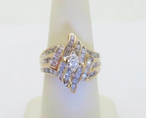 Anillos Diamantes Naturales Marquesa Joyería Vintage Oro 18k Aniversario Talla 7 R904 - Imagen 1 de 10