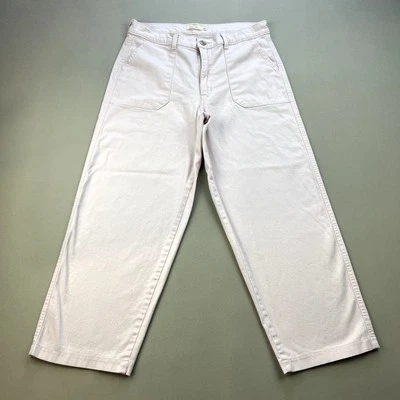 Calça utilitária Levis feminina 30 rosa chino perna reta aba branca roupa de trabalho algodão - Imagem 1 de 4