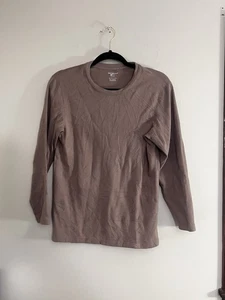 Brown Fleece Pullover Women’s Large Long Sleeves Blended Fabric Light Brown - Picture 1 of 3