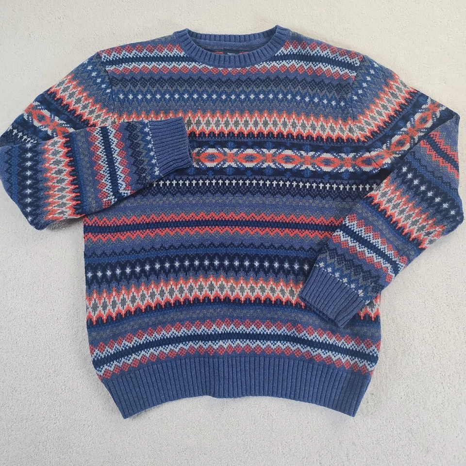 Suéter Gap Niños Cuello Redondo Fair Isle Talla XXL 14-16 Azul Rosa Algodón Lana ¡Suave!  Foto 1 de 4