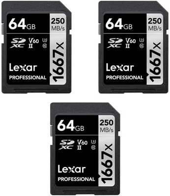 Lexar LSD64GCBNA1667 Professional SDHC/SDXC 1667x UHS-II 64GB Memory Card... - Image 1 of 2