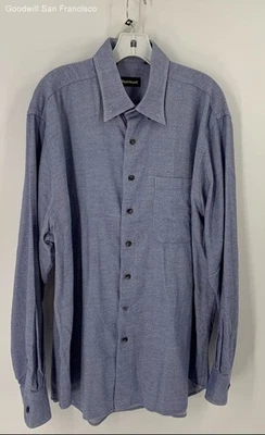 Paul Stuart Blue Cotton Long Sleeve Regular Fit Button-Up Mens Shirt Size XL - Image 1 of 4