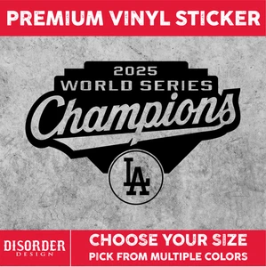 DODGERS WS CHAMPIONS 2025 [VINYL STICKER]-for WINDOW-LAPTOP-FOLDR-U PCK COLR/SZE - Picture 1 of 6