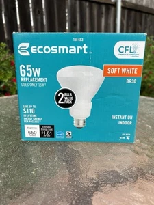NEW Eco-Smart 65W CFL Light Bulbs 2 Pack Of Bulbs BR30 ESL15BR30/2/ESM - Picture 1 of 6