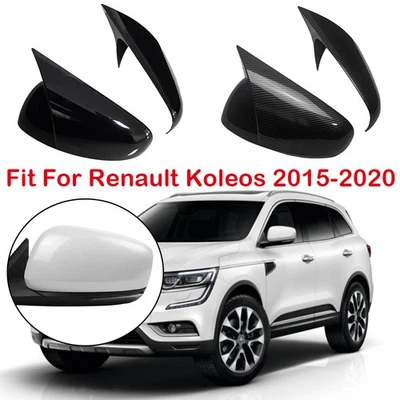 2Pcs Black/Carbon Ox Horn Mirror Cover Trim Cap ABS For 2015-2020 Renault Koleos - Image 1 of 4