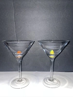 ¡Juego de 2! Vasos de Martini Art Glass de limón y naranja Foto 1 de 4