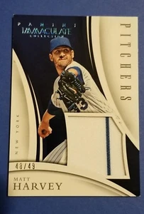 2015 Panini Immaculate Matt Harvey Jersey Relic #'d 48/49 Pinstripe Mets - Picture 1 of 3
