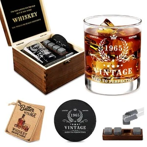 60th Birthday Gifts for Men - Vintage 1965 Whiskey Glass Set, 60 Years Old An... - Picture 1 of 6